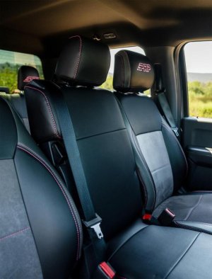 Ford F150 Center Console Covers - Front Row Center - PRP Seats - Standard Jump Seat Console - Red - `15-`26 Ford F150 Center Console Covers - Front Row Center - PRP Seats - Standard Jump Seat Console - Red - `15-`26